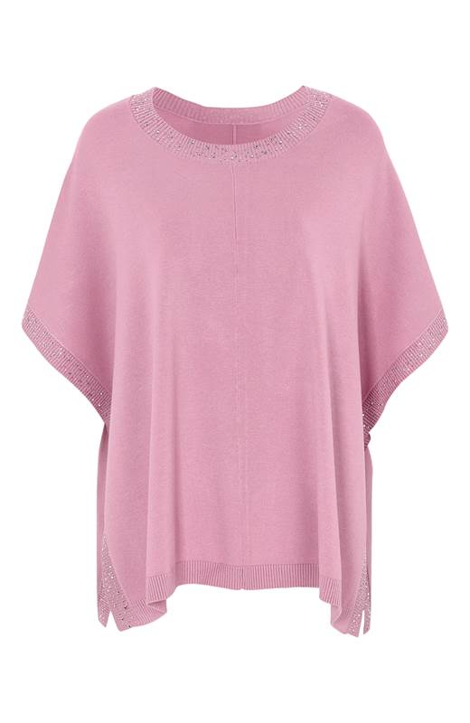 Cellbes stickad poncho med glitter Rosa