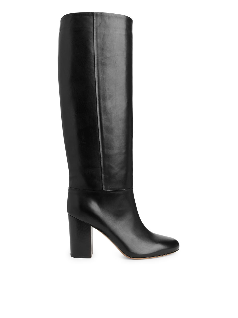 High-Heel Leather Boots - Black