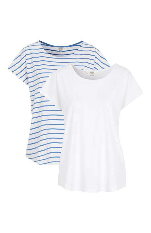 Cellbes T-Shirt 2-Pack Blå Randig Vit