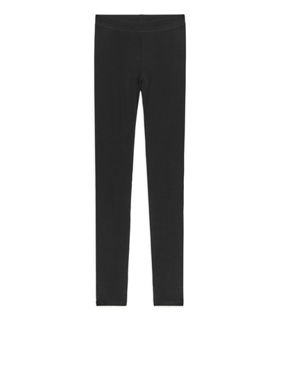 Rib Jersey Leggings - Black