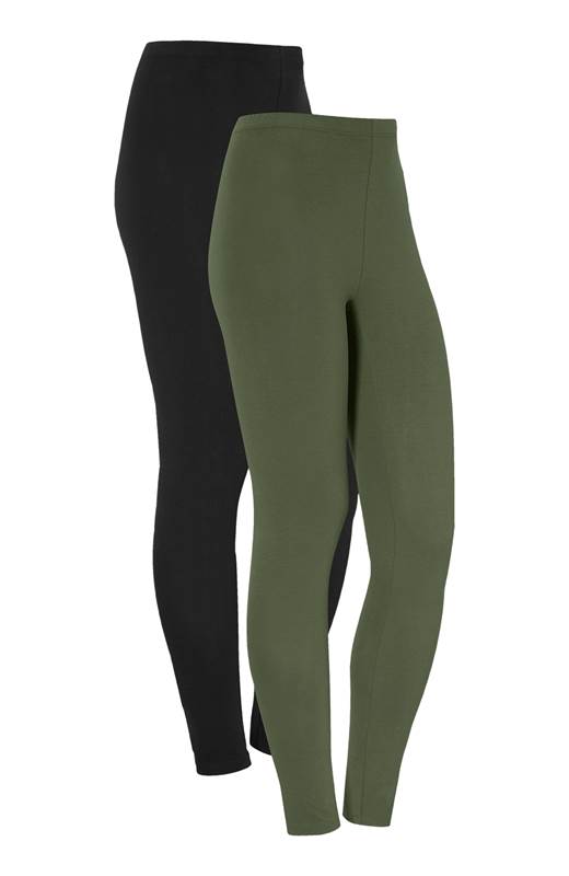 Cellbes Leggings i mjuk trikå 2-Pack Mörkgrön Svart