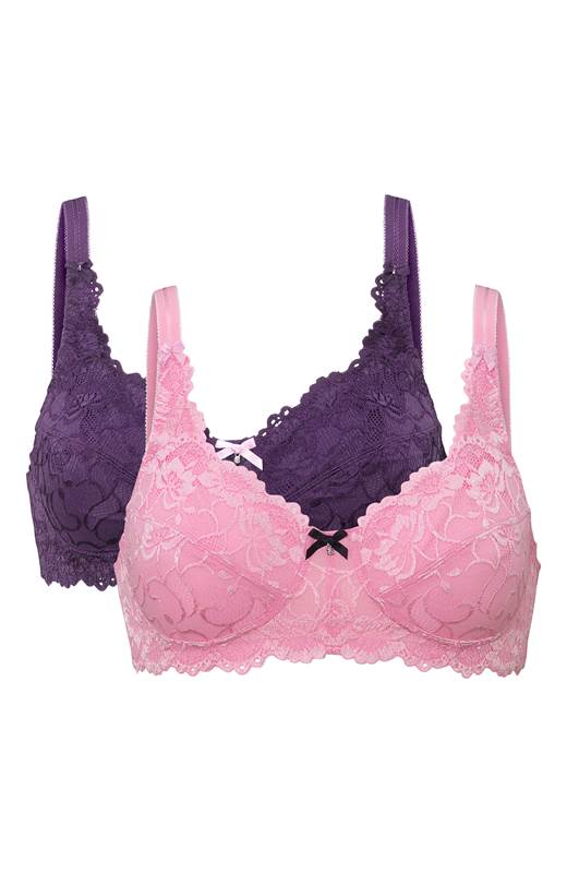 Cellbes Bh utan bygel Bella 2-Pack Gammalrosa Lila
