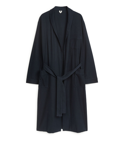 Cotton Flannel Robe - Blue