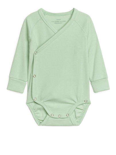 Cotton Lyocell Wrap Bodysuit - Green
