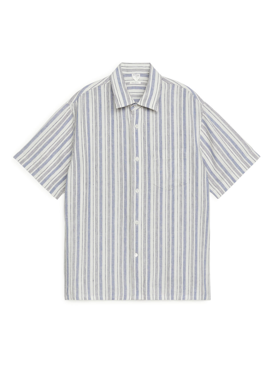 Short-Sleeved Linen Shirt - Blue