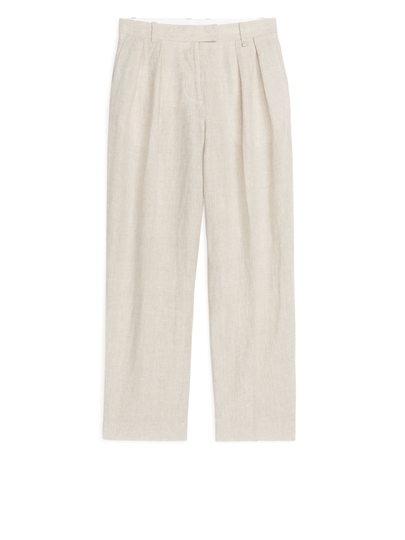 Fluid Linen Trousers - Beige