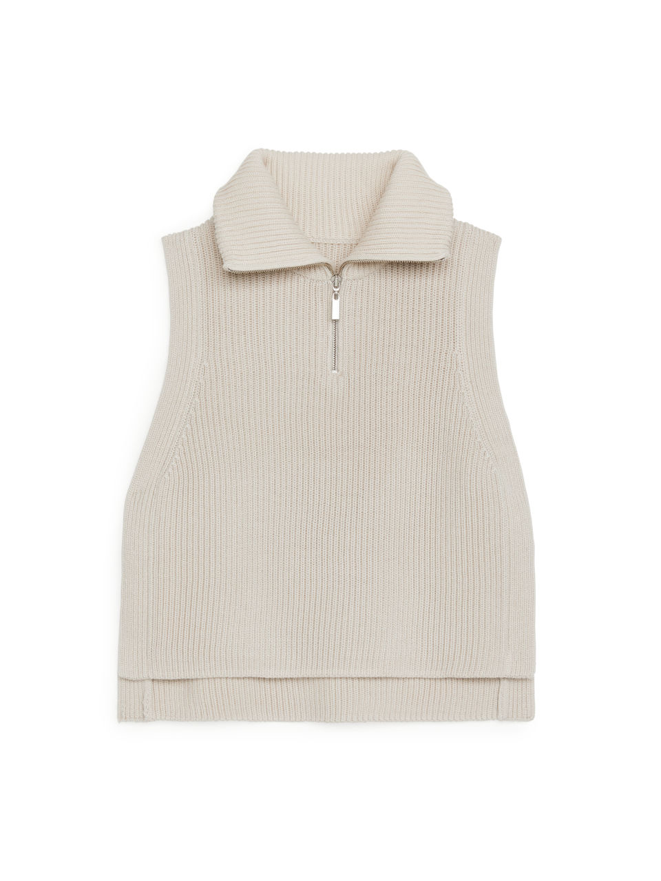 Half-Zip Wool Blend Bib - Beige