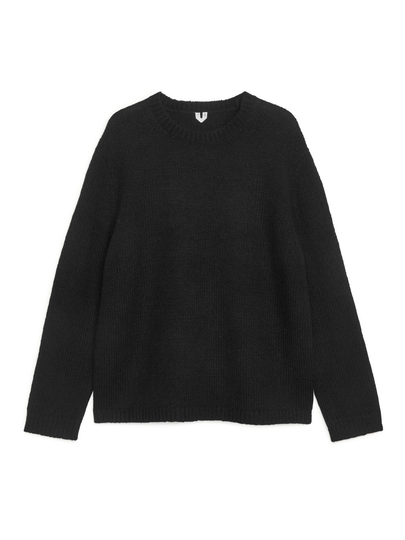 Wool Blend Crew-Neck Jumper - Black