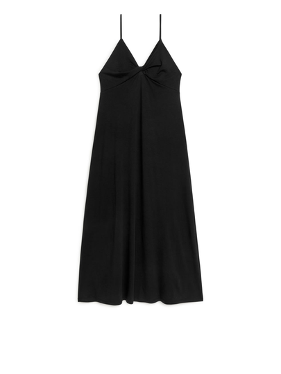 Knot Detail Strap Dress - Black