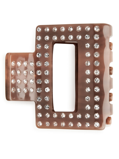 Rhinestone Hair Claw - Beige