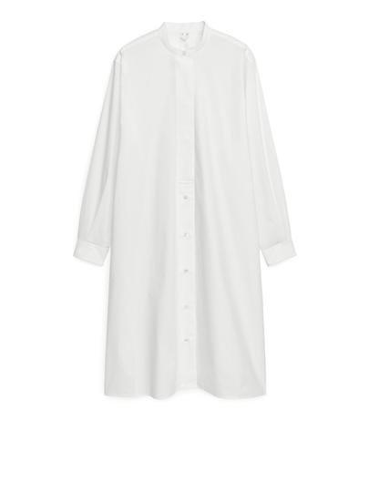 Poplin Shirt Dress - White