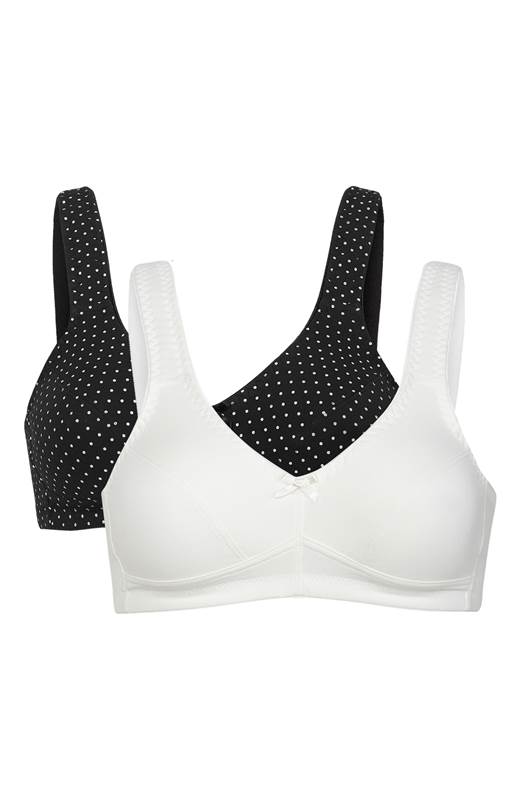 Cellbes BH utan bygel Leah 2-Pack Svart Prickig Vit