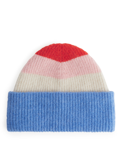 Half-Cardigan Alpaca Merino Beanie - Blue