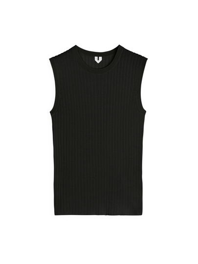 Silk Cotton Knitted Top - Black