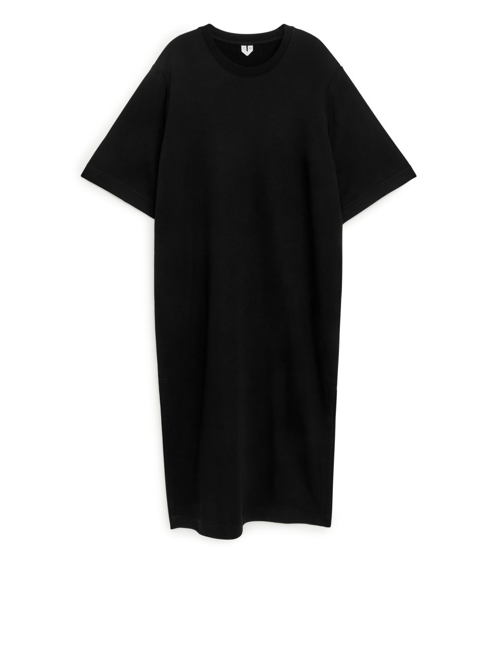 Short Sleeve Sweatshirt Dress - Black
