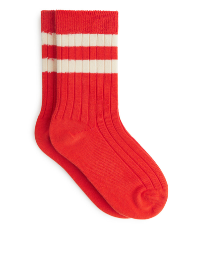 Rib Knit Socks - Orange
