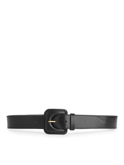 Leather Buckle Belt - Black