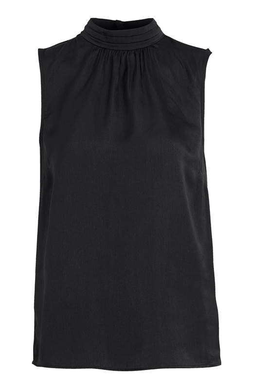 Soyaconcept Ärmlös satinblus Pamela Svart