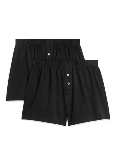 Pima Cotton Jersey Boxers, Set of 2 - Black
