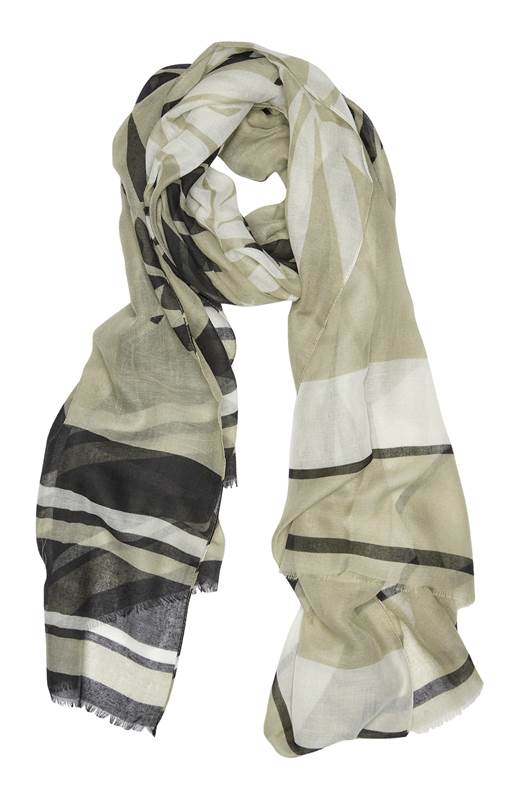 Soyaconcept Scarf Panita Khakigrön Mönstrad
