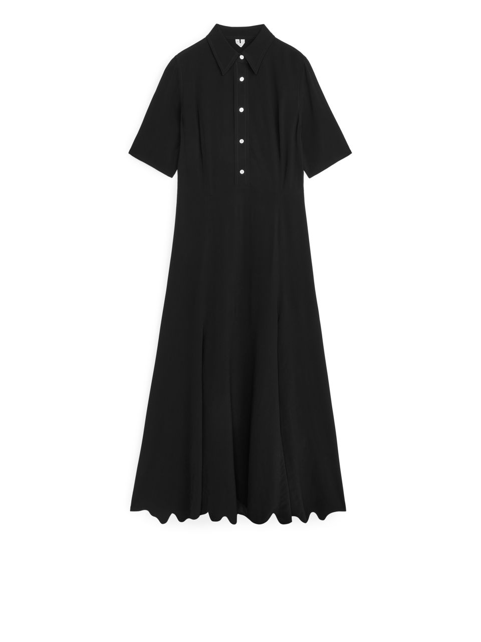 Short-Sleeved Crêpe Dress - Black