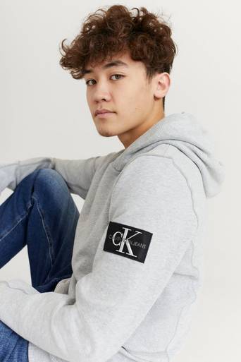 Calvin Klein Huvtröja Rib Blocking Badge Hoodie Grå