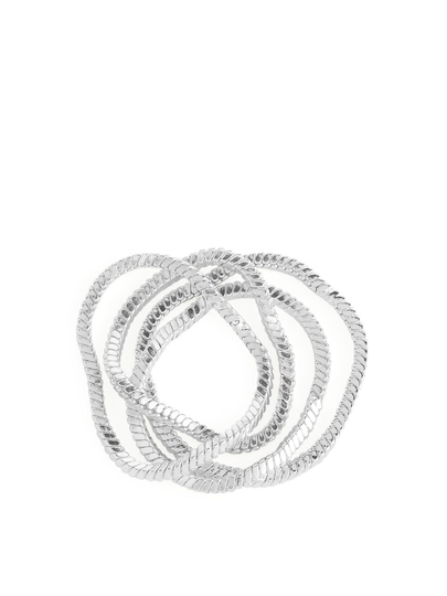 Silver-Plated Chain Ring Set of 4 - Silver